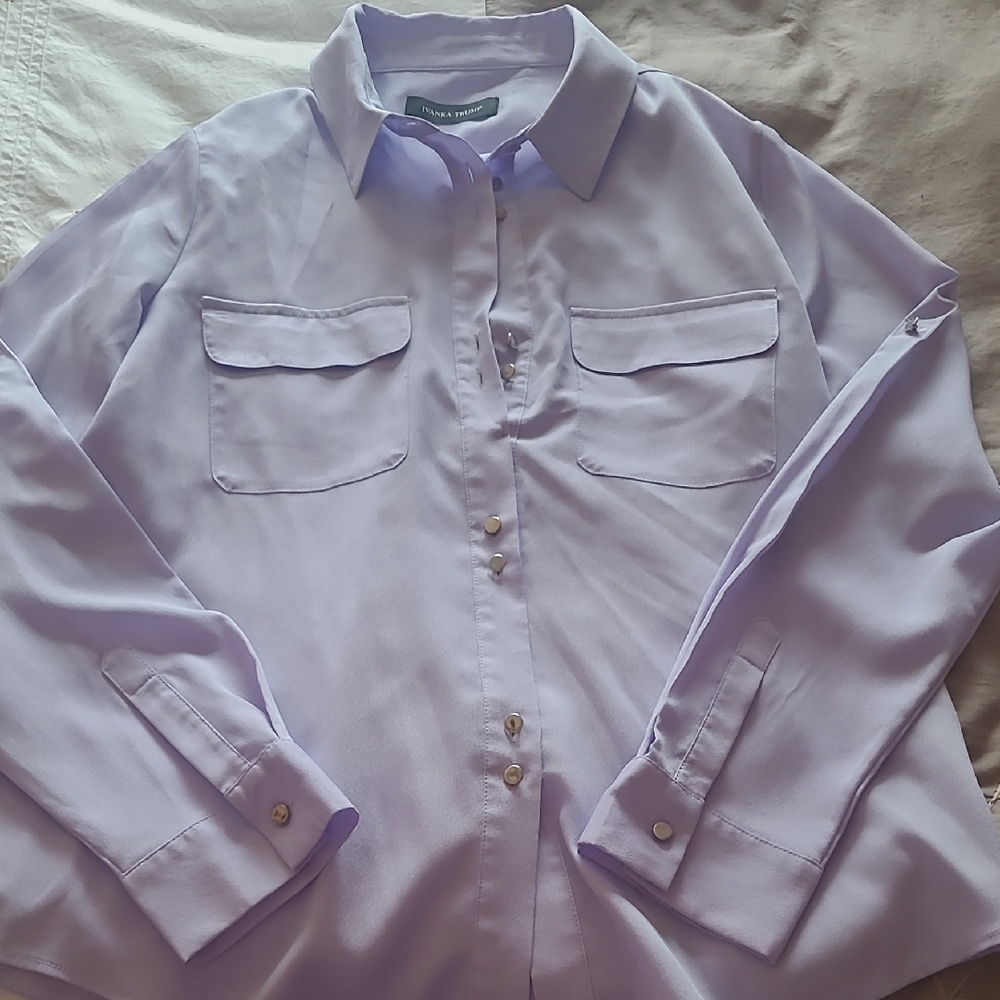 Ivanka Trump Lavender Blouse with Button Detail